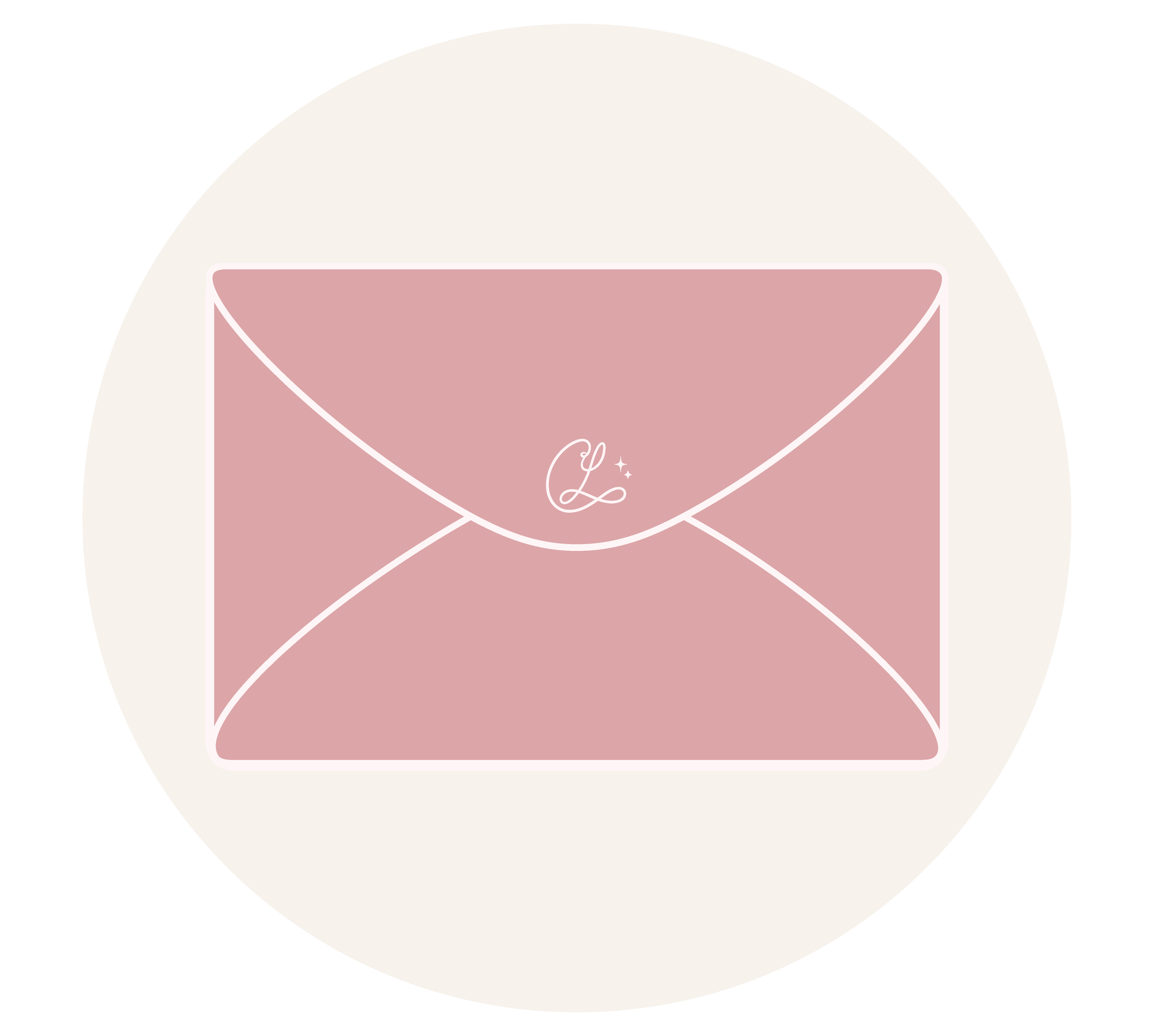 Rose envelope with Casey Love CL monogram.